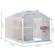 4x6/6x6/8x6/10x6FT Walk-In Greenhouse Aluminium Frame / Polycarb Panel Silver