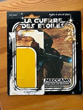 Vintage Star Wars action figure 1977 Jawa with blaster and Meccano card back.