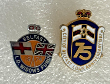 Belfast Loyal Orange Widows Fund - Metal Enamel Badges - 1974 & 1975