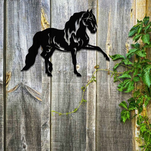 Rusted metal walking horse - rusted,