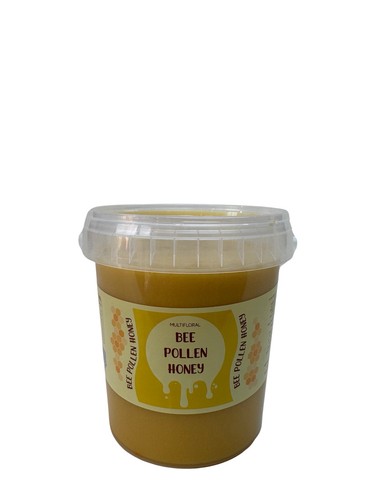 Pure raw honey with - bee, pollen