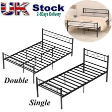 Strong Metal Bed Frame 3ft 4.5ft Small Double Size Solid Bedstead Base Mattress