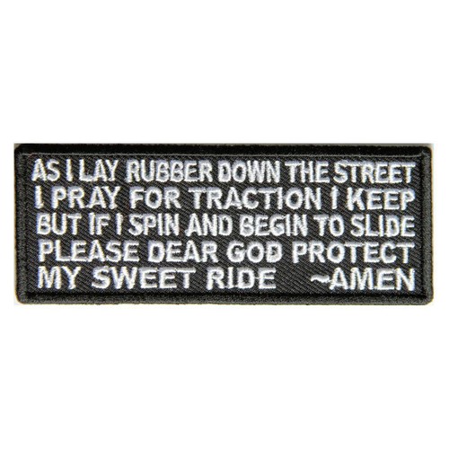 Embroidered biker prayer - prayer, sew