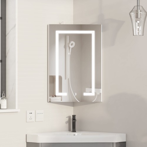 Corner bathroom mirror cabinet - mirror,