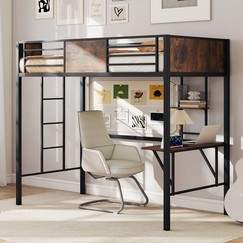 Single size loft bed frame - bed,