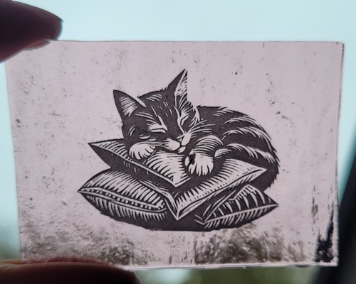 Stained glass cat sleeping - glass,