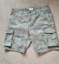 Next Men's Khaki Camo Camouflage Cotton Combat Cargo Casual Shorts 32" W