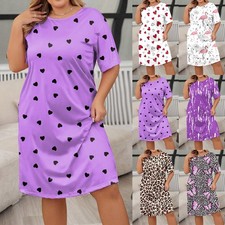 Women Nightwear Nightdress PRINTED Nightie T-Shirt Dress Pyjamas Plus Size 14-26