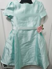 Monsoon Girls Short Sleeve Rose Detail Bow Back Bridesmaid Dress Green 8 Years