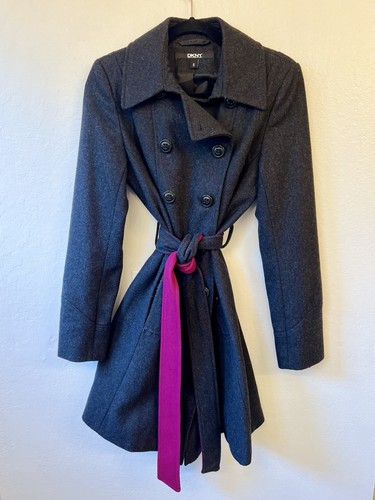 Dkny trench coat belted wool - coat,