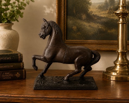 Antique cast metal horse - cast,