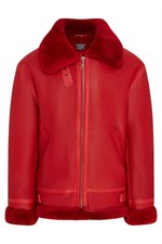 Mens Red Shearling Aviator WW2