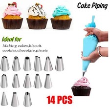 14Pcs Cake Decorating Set Pastry Icing Piping Bag Nozzles Cupcake Sugarcraft Kit