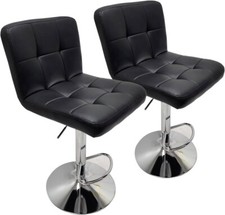 Set of 2 Adjustable Swivel Bar Stools - Modern PU Leather Dining Chairs