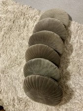 6 x Round Grey Velvet Seat Cushions