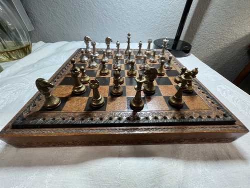 Vintage faux leather chess - chess, set
