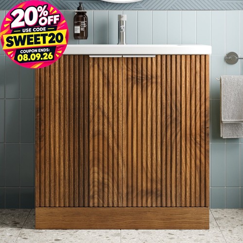 Fluted 800mm bathroom - fluted, vanity