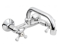 Wall Mounted Kitchen Mixer Tap 20cm C Spout Retro Heads