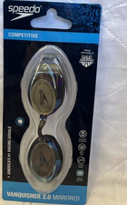 Speedo Competitive Vanquisher 2.0 Swimming Goggles Racing Deep Gold/Blk Mirrored