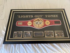 AMAZING JAMES ‘LIGHTS OUT’ TONEY SIGNED IBF MINI BELT IN BEAUTIFUL FRAME + COA