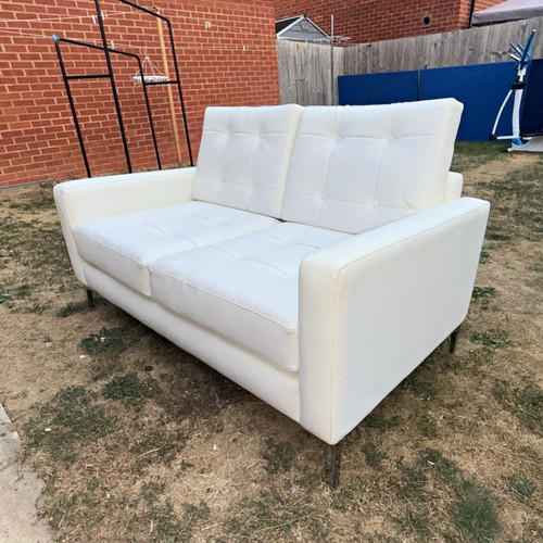 White faux leather seater - white, 2