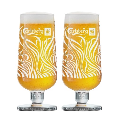 Carlsberg wwf pint glass - glass, x2