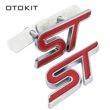 Metal Red ST Front Grille Emblem Badge Chrome Car Styling For Ford Fiesta Focus