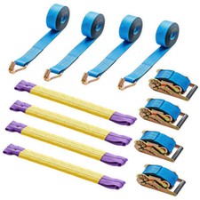 4*HEAVY DUTY RATCHET RECOVERY STRAPS CAR TRAILER TIE DOWN ALLOY WHEEL BELT 5 TON