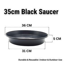 35cm Round Black Plastic Plant Pot Saucer – Durable & Reusable