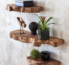 Modern Rustic Wood Floating Shelf, Teakwood Root Shelf