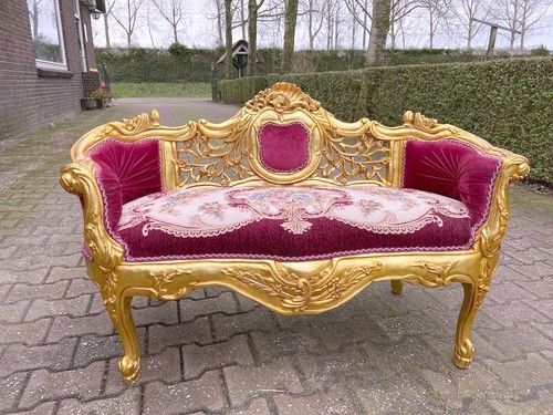 Sofa french louis xvi red - sofa,