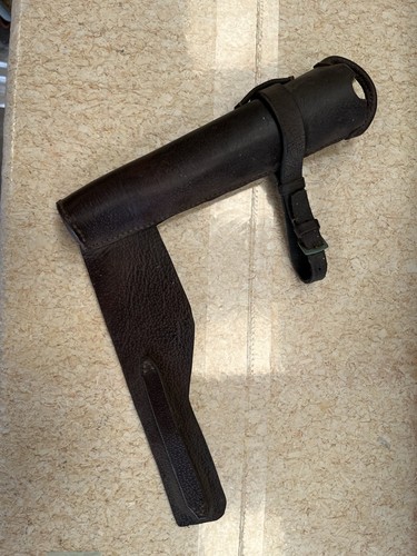 Vintage leather hunting horn - vintage,