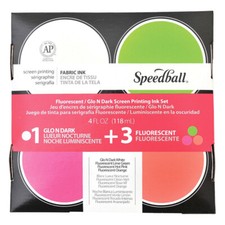Speedball Glo n' Dark & Fluorescent Fabric Screen Printing Ink Set of 4 - 45027