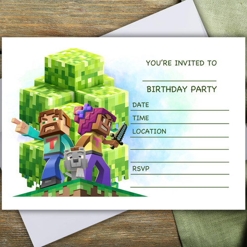 Minecraft party invitations - party,