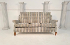 Immaculate Duresta Blenheim 3 Seater Blue Ivory Gold Stripe Sofa - RRP £4,750
