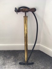 Vintage Dunlop No.2 Brass Stirrup Air Pump with Wooden Handle Made In England
