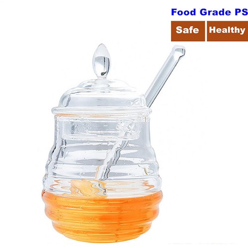 Beehive honey pot with dipper - beehive,