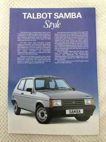 Talbot samba style limited - talbot,