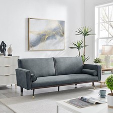 Grey Sofa Bed 3 Seater Faux