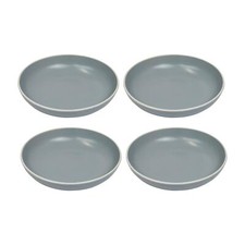 Set of 4 Large Pasta Bowl Dishes Dessert Noodles Soup Plate Stoneware Grey