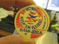 Buy Victory Bonds 3 Airplanes Keep 'Em Flying milk bottle cap Unused WW2 WWII