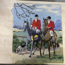 Vintage Hunting Scene Tapestry - unframed 22" x 18" on card