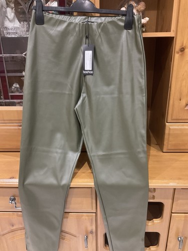Boohoo leather look khaki - leather,