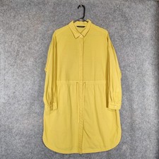Yacco Maricard Tunic Size 2 Yellow Pintuck Utility Shirt Pockets Belted Mustard