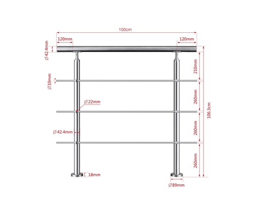 Stainless steel handrail with