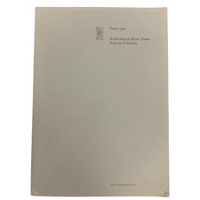 Rolls-Royce Parts List Silver Dawn Prior to E Series TSD Publication 544 1983