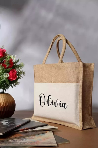 Jute bag with - jute, canvas
