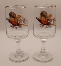 Vintage Style Pheasant Sherry Port Whiskey Small Glasses