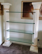 Roman/Greek Style Display Unit – 4 Glass Shelves – Customisable Columns