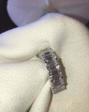 Band 3.50 Ct Emerald Cut Off White Treated Diamond Ring 925 Sterling Silver